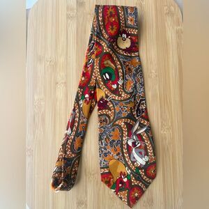 Looney Tunes Mania Vintage Character Print Tie, Nostalgic, Paisley